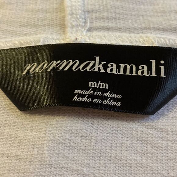 Norma Kamali Full Zip Front Drawstring Waist White Hoodie Size M 100% Cotton - Picture 7 of 8